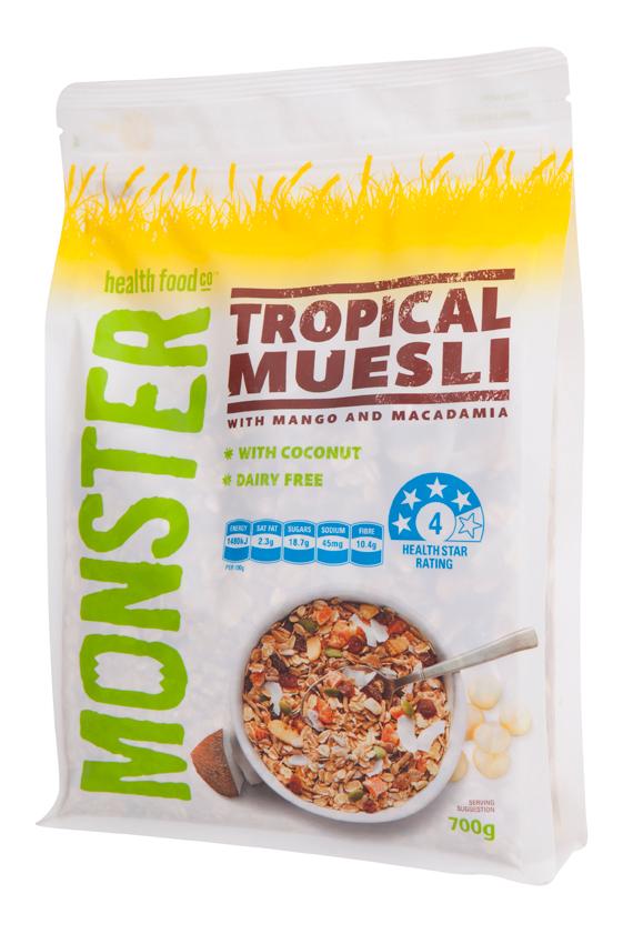 Tropical Muesli is Dairy Free with Mango and Macadamia and suitable for vegans and vegetarians